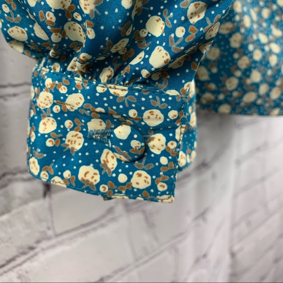 VINTAGE ALYSSA CARR Shirt Button-down with Blue Cotton Print - Picture 9 of 11